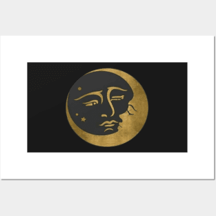 The full moon embraces the crescent moon - Digital drawing - Color Posters and Art